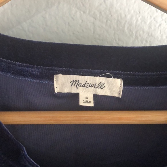 Madewell Velvet Ruffle Sleeve Top Navy Size S - Picture 3 of 7